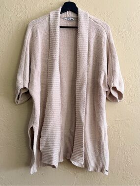 O'Neill Oversized Light Cream Open-Front Short-Sleeve Cardigan